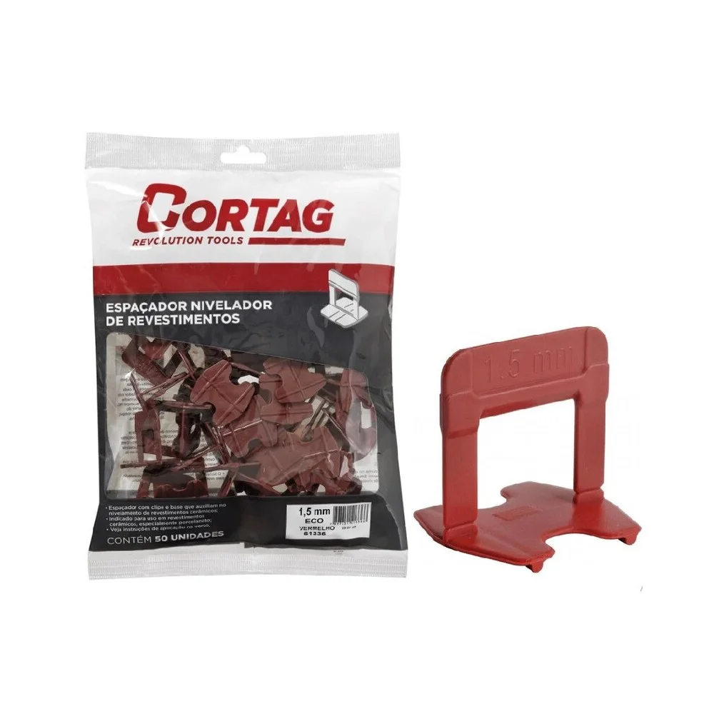 Espacador Nivelador Piso e Revestimento 50pcs ECO Vermelho 1,5MM Cortag 61336
