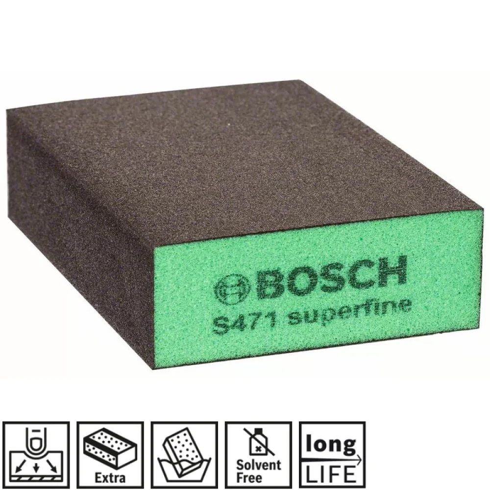 Esponja Abrasiva Grao Super Fino Exfoam Flat+edge USO Geral 69X97X26MM Bosch 2608901180