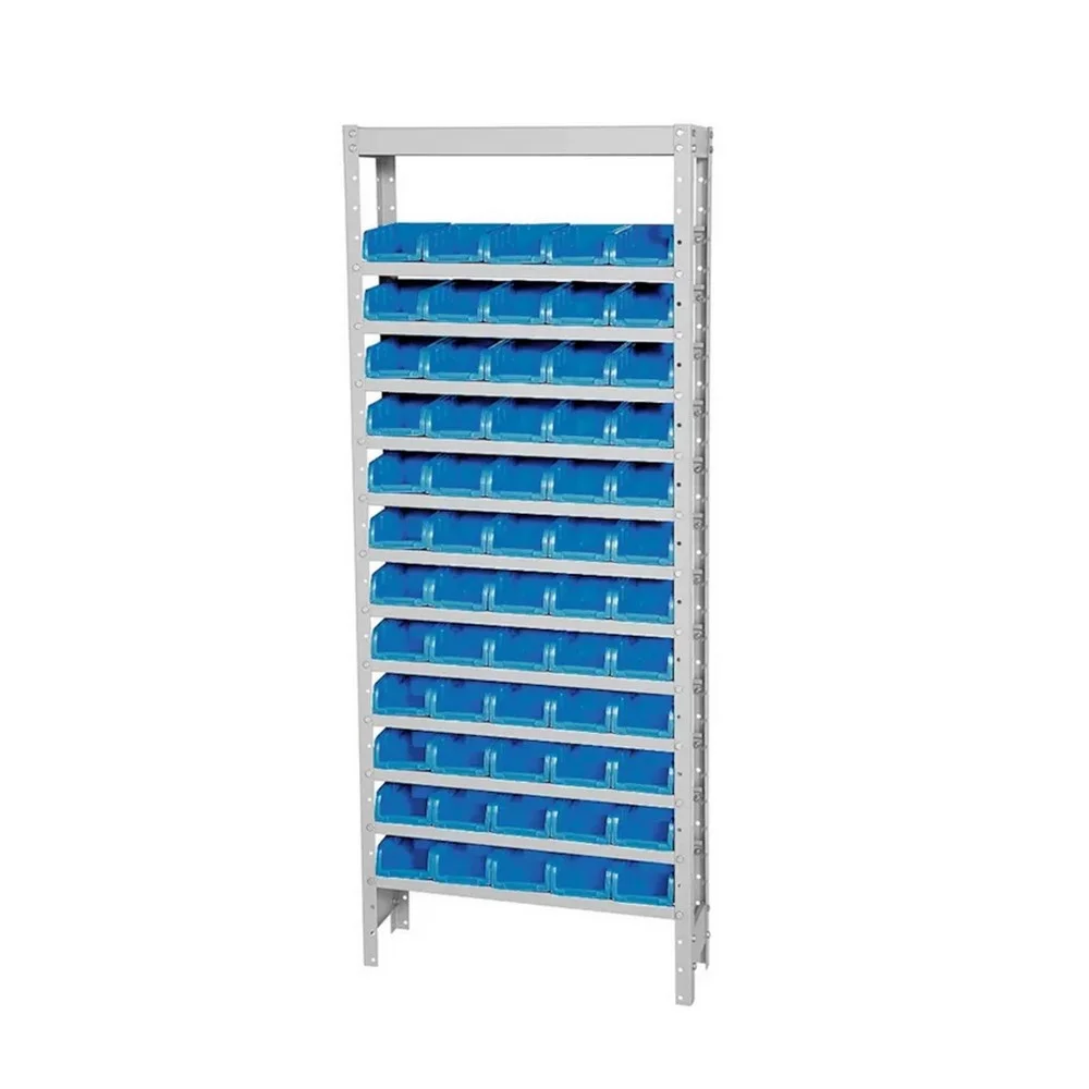 Estante Gaveteiro com 60 Gavetas N3 Azul Desmontavel 59X18X150CM Marcon EF60/3A