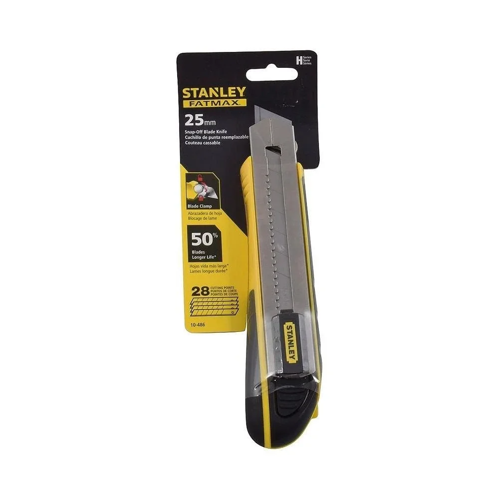 Estilete Retratil Largo Com 4 Laminas Trava Deslizante Extra Pesado 25MM Stanley 10-486