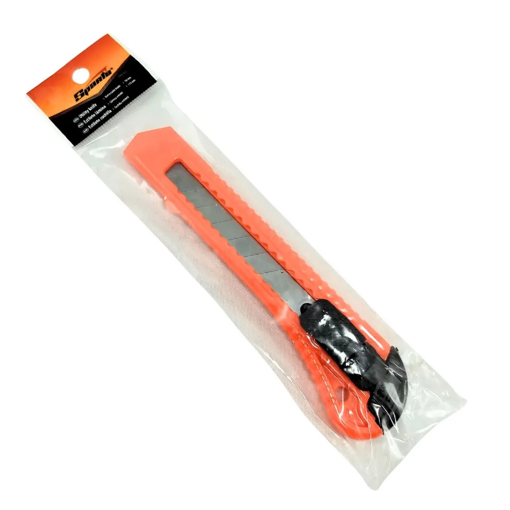 Estilete Retratil Largo Trava Automatica Guia Plastica 18MM Sparta 7897455