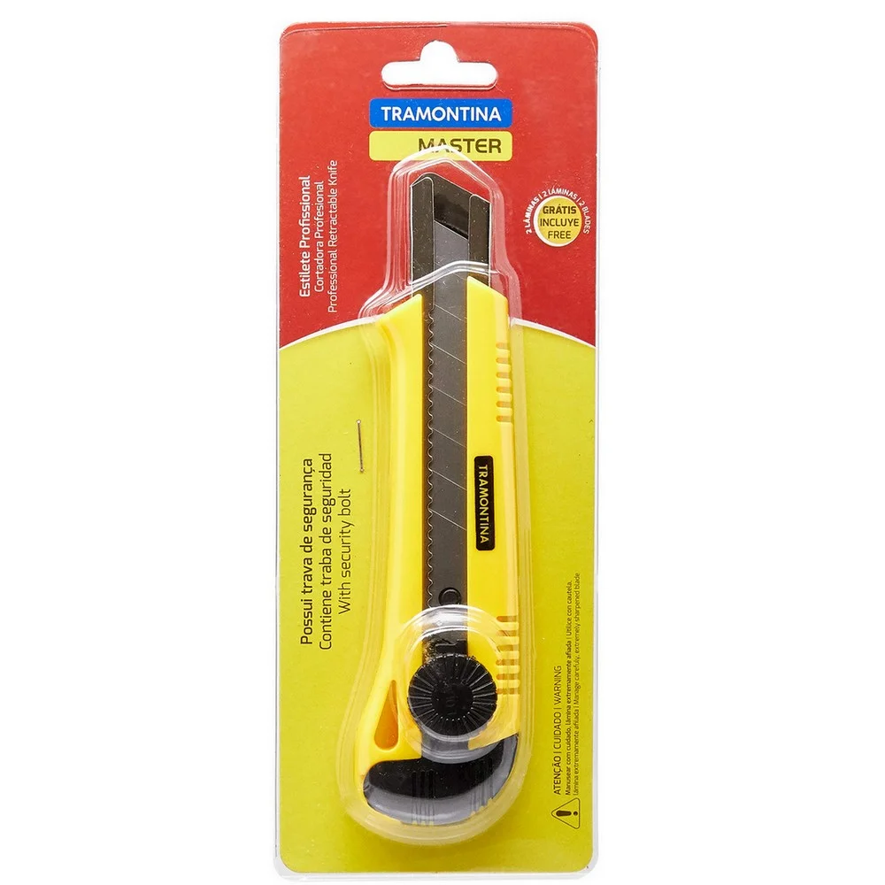Estilete Retratil Largo Trava com Roseta Guia ACO 18MM Tramontina 43390/301