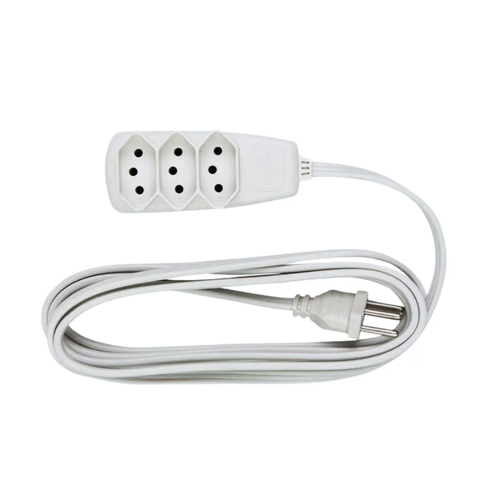 Extensao Eletrica Sort Com 3 Tomadas Cabo PP 3X0,75MM 2P+T 10A Gelo 10M Daneva/Legrand 1913