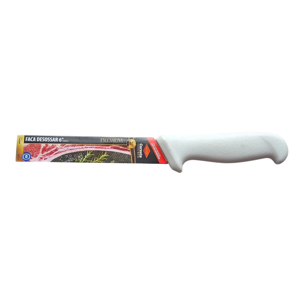 Faca de Desossa Reta Larga Premim Cabo Branco INOX 6" Corneta 7555106