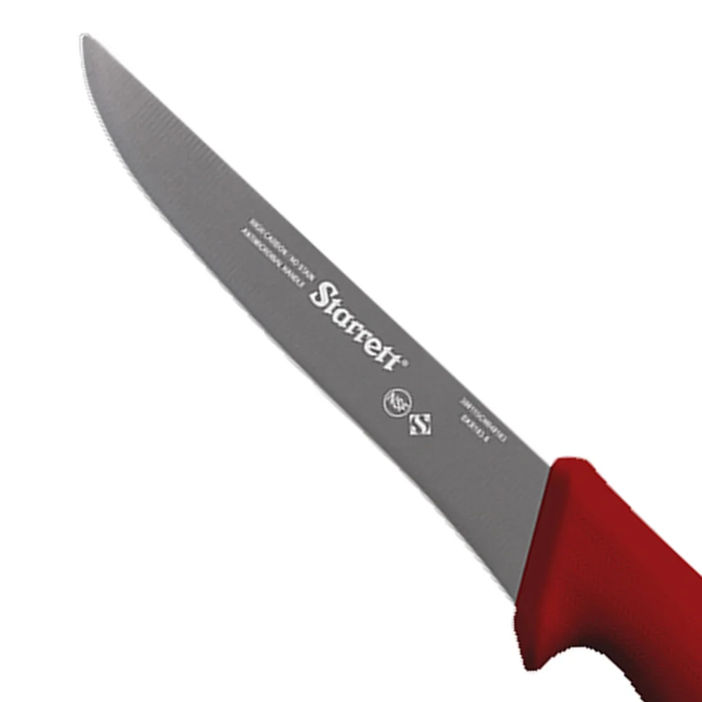 Faca de Desossa Reta Larga Profissional Cabo Vermelho INOX 6" Starrett BKR103-6