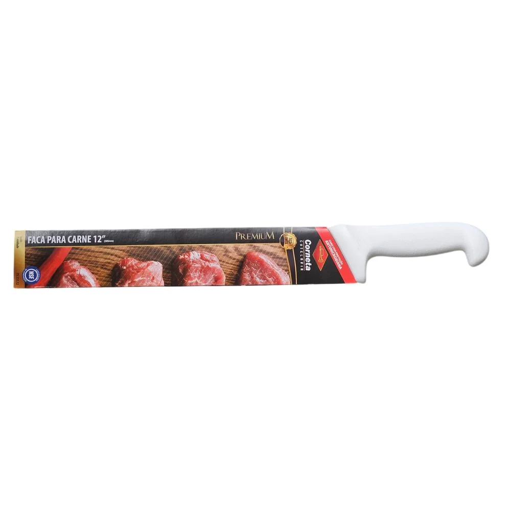 Faca de Refile Aereo Reta Larga Premium Cabo Branco INOX 12" Corneta 7555512