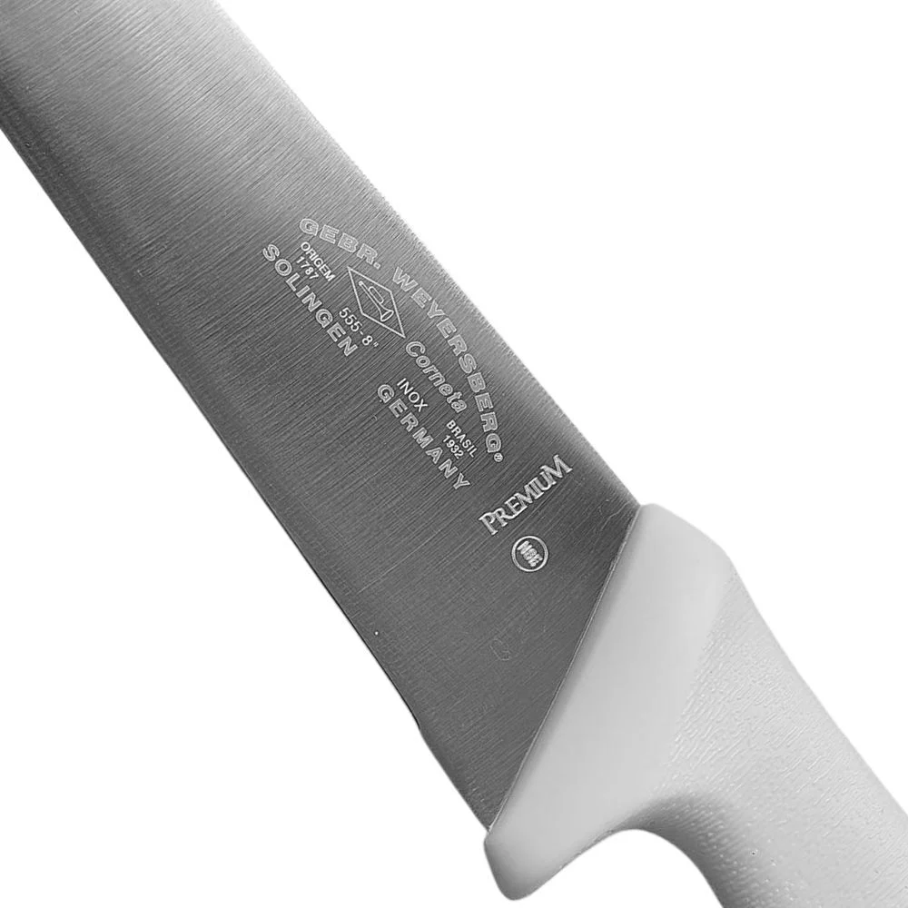 Faca de Refile Aereo Reta Larga Premium Cabo Branco INOX 8" Corneta 7555508