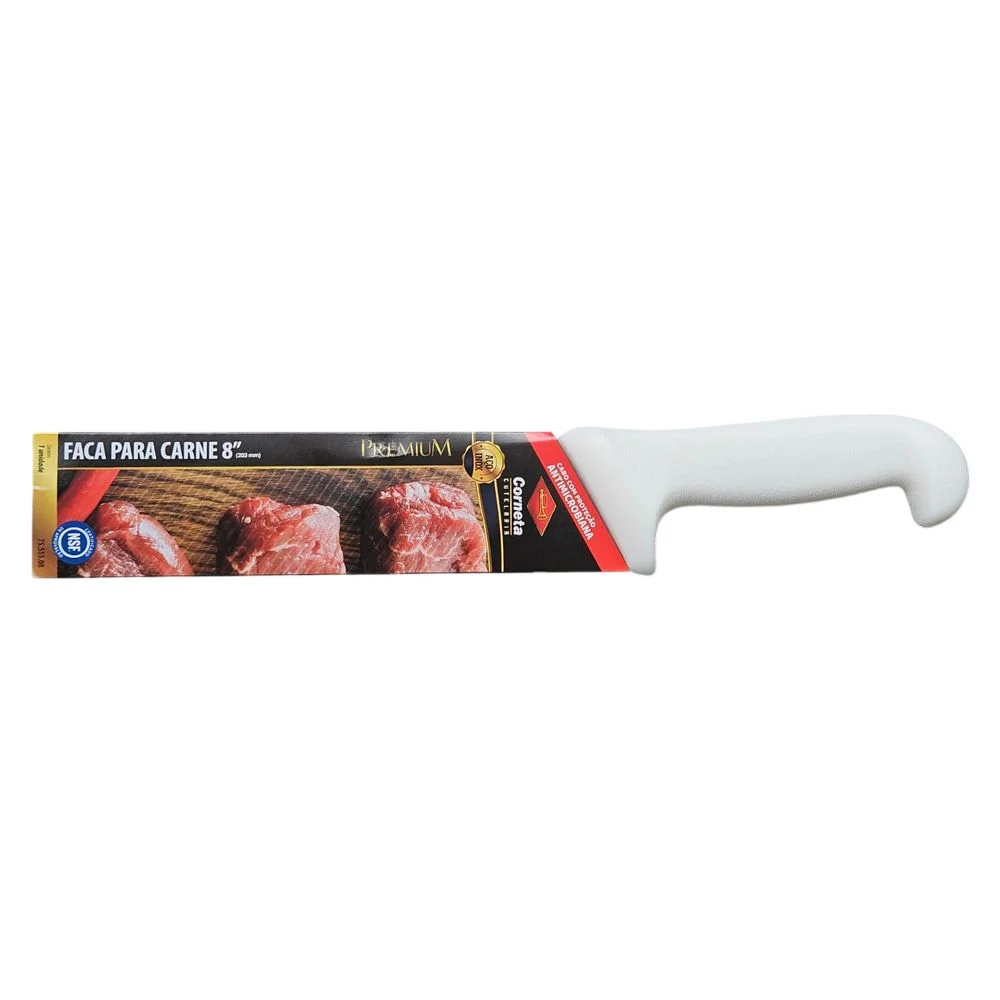 Faca de Refile Aereo Reta Larga Premium Cabo Branco INOX 8" Corneta 7555508