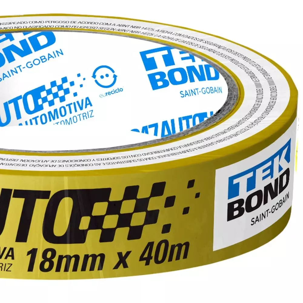 Fita Crepe Automotiva Amarela 18MMX40M Tekbond 247