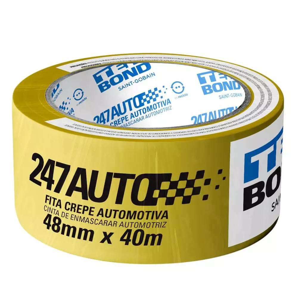 Fita Crepe Automotiva Amarela 48MMX40M Tekbond 247
