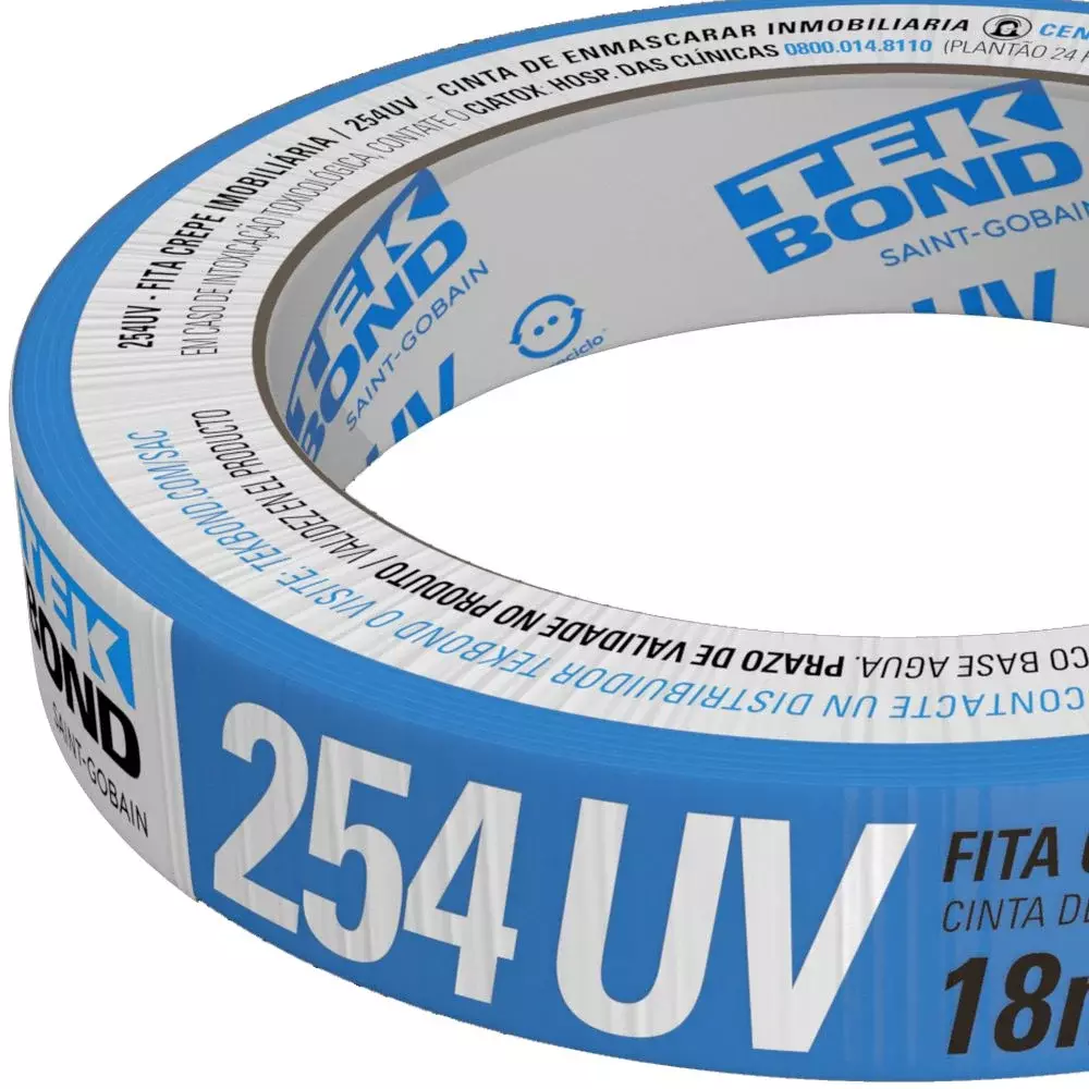 Fita Crepe Imobiliaria Azul 18MMX50M Tekbond 254UV