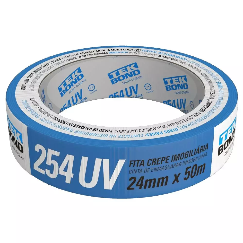 Fita Crepe Imobiliaria Azul 24MMX50M Tekbond 254UV