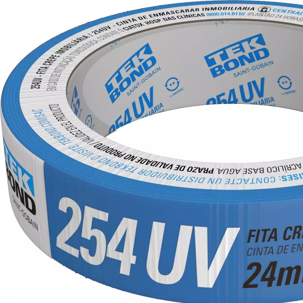 Fita Crepe Imobiliaria Azul 24MMX50M Tekbond 254UV