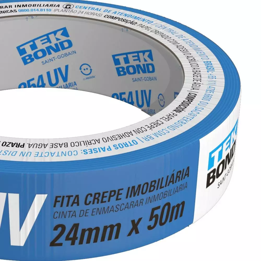 Fita Crepe Imobiliaria Azul 24MMX50M Tekbond 254UV