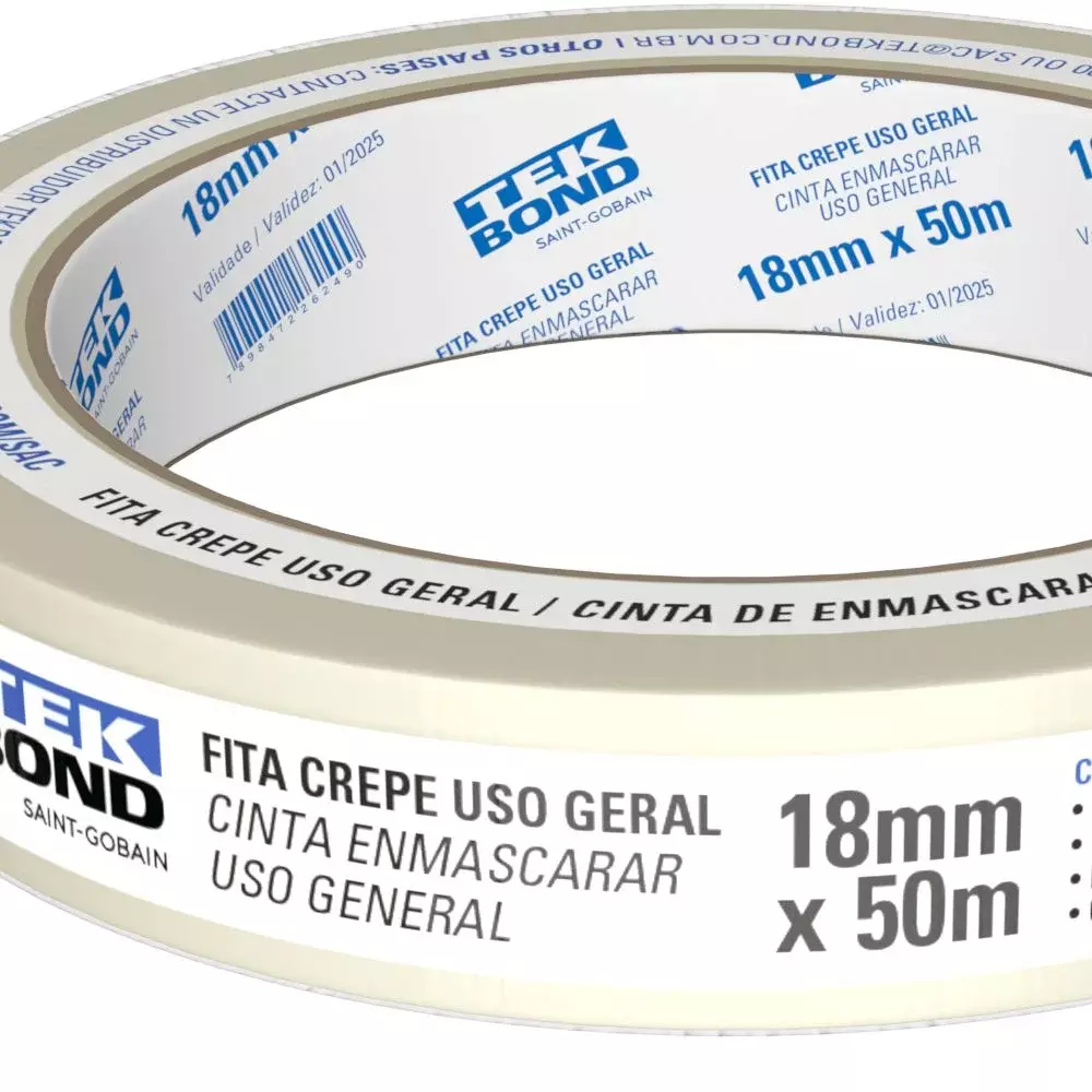 Fita Crepe Uso Geral 18MMX50M Tekbond 78072708158