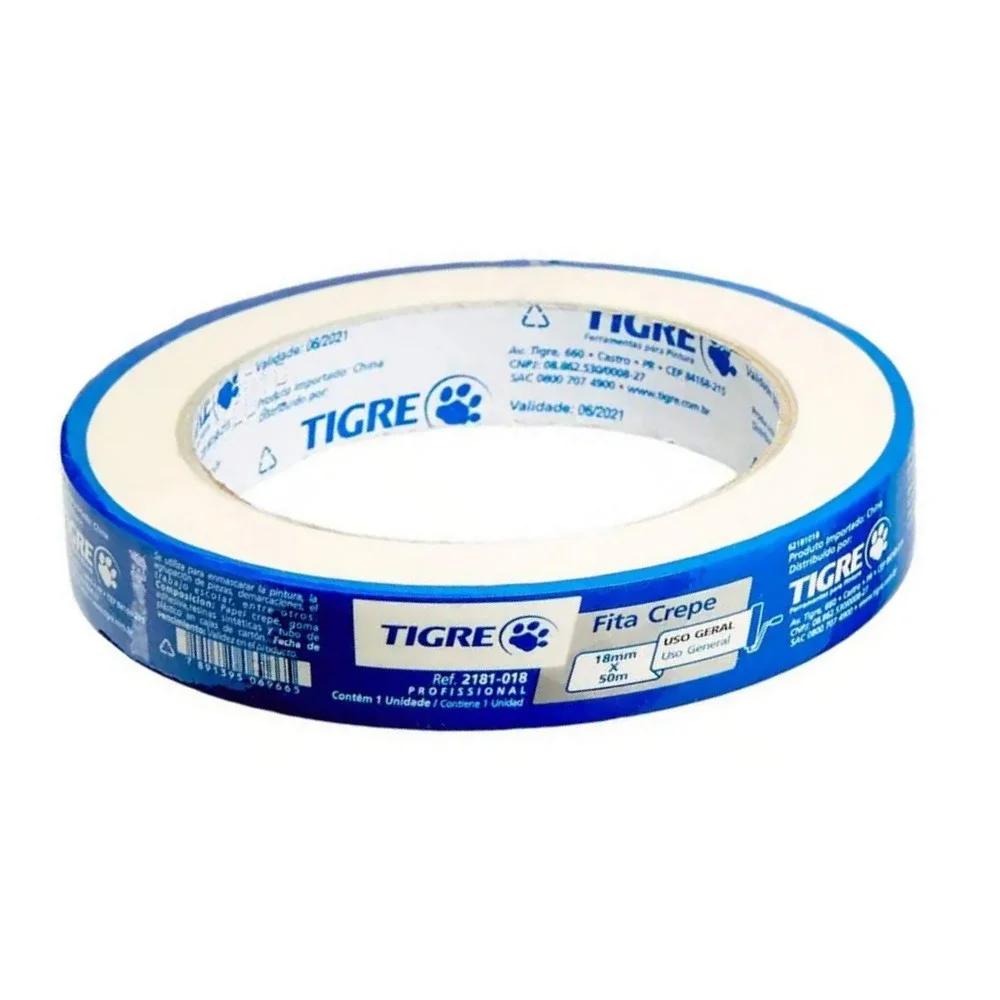Fita Crepe Uso Geral 18MMX50M Tigre 2181