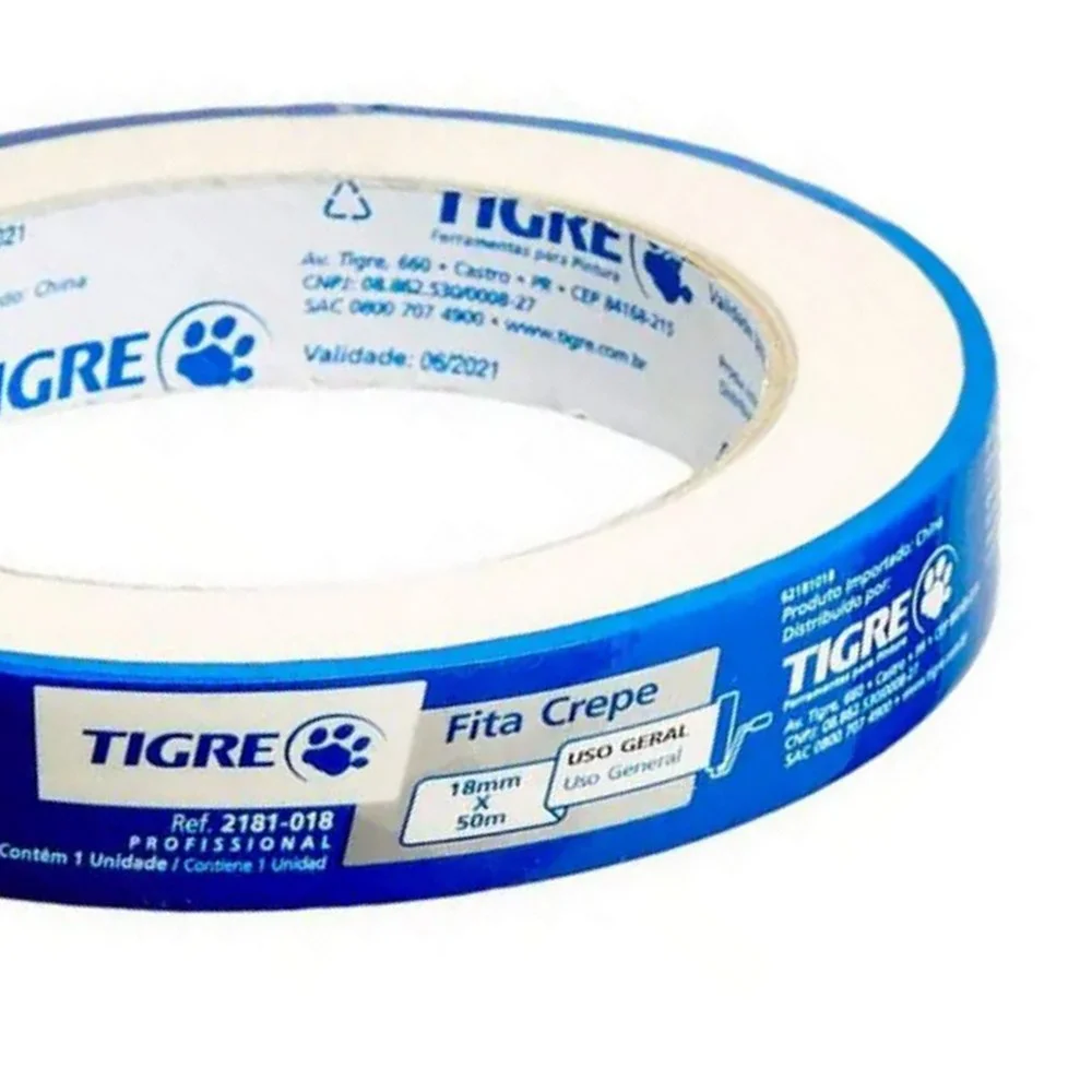 Fita Crepe Uso Geral 18MMX50M Tigre 2181