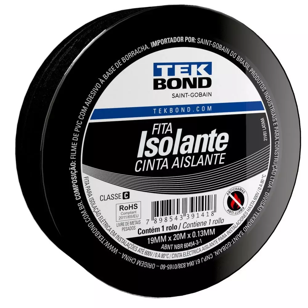 Fita Isolante 19MMX20M Tekbond 78072749345