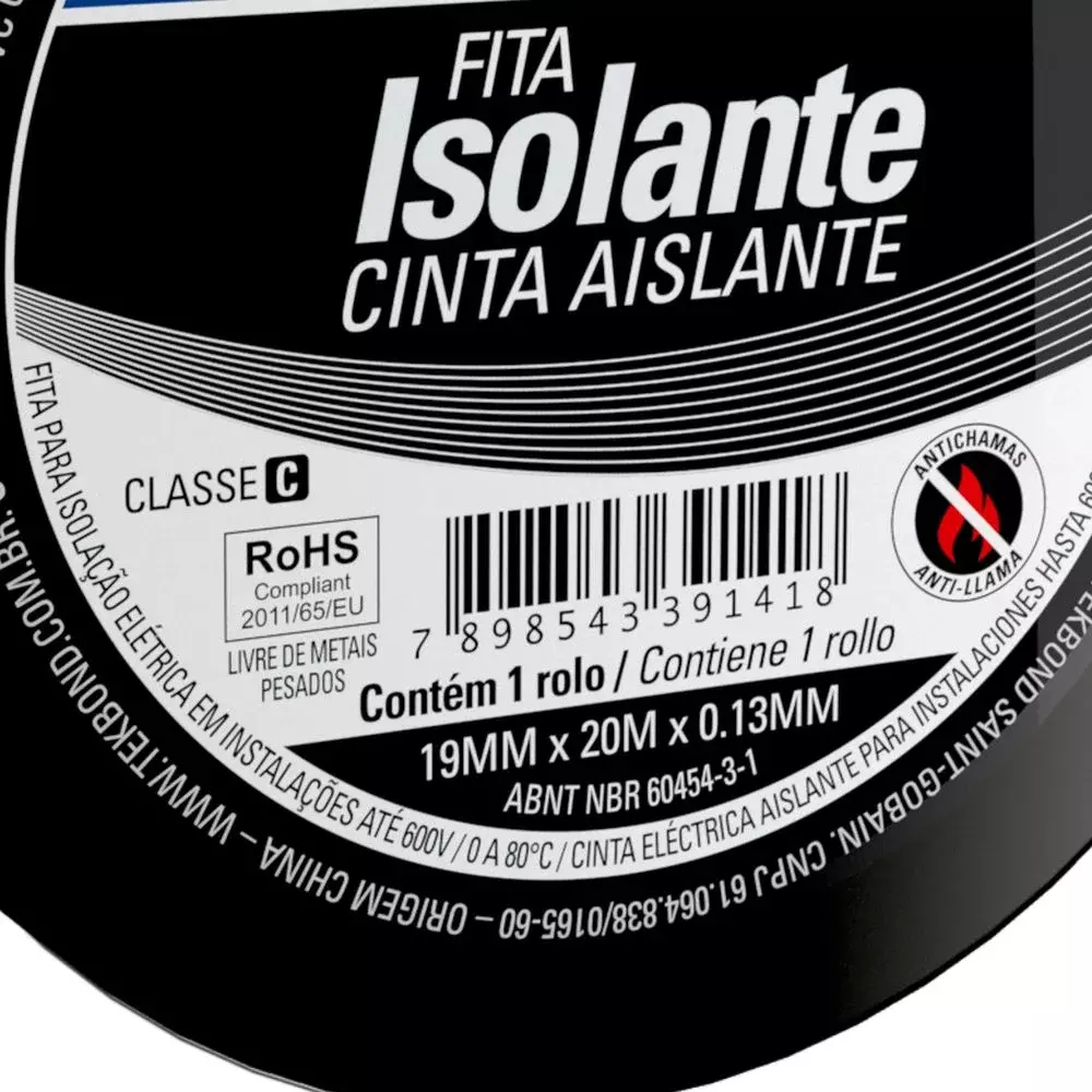 Fita Isolante 19MMX20M Tekbond 78072749345
