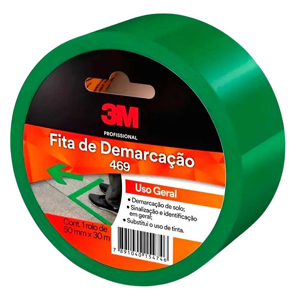 Fita para Demarcacao de Solo Verde USO Geral 50MMX30M 3m 469