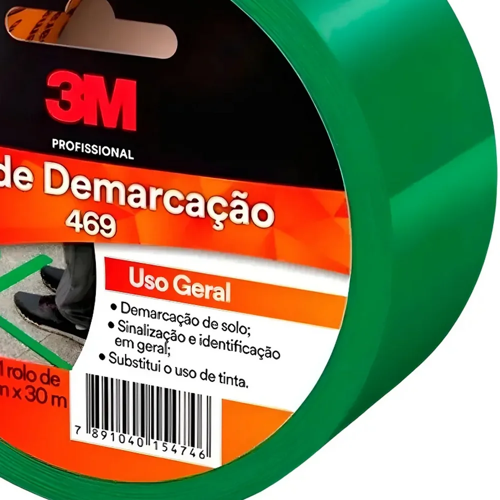 Fita para Demarcacao de Solo Verde USO Geral 50MMX30M 3m 469