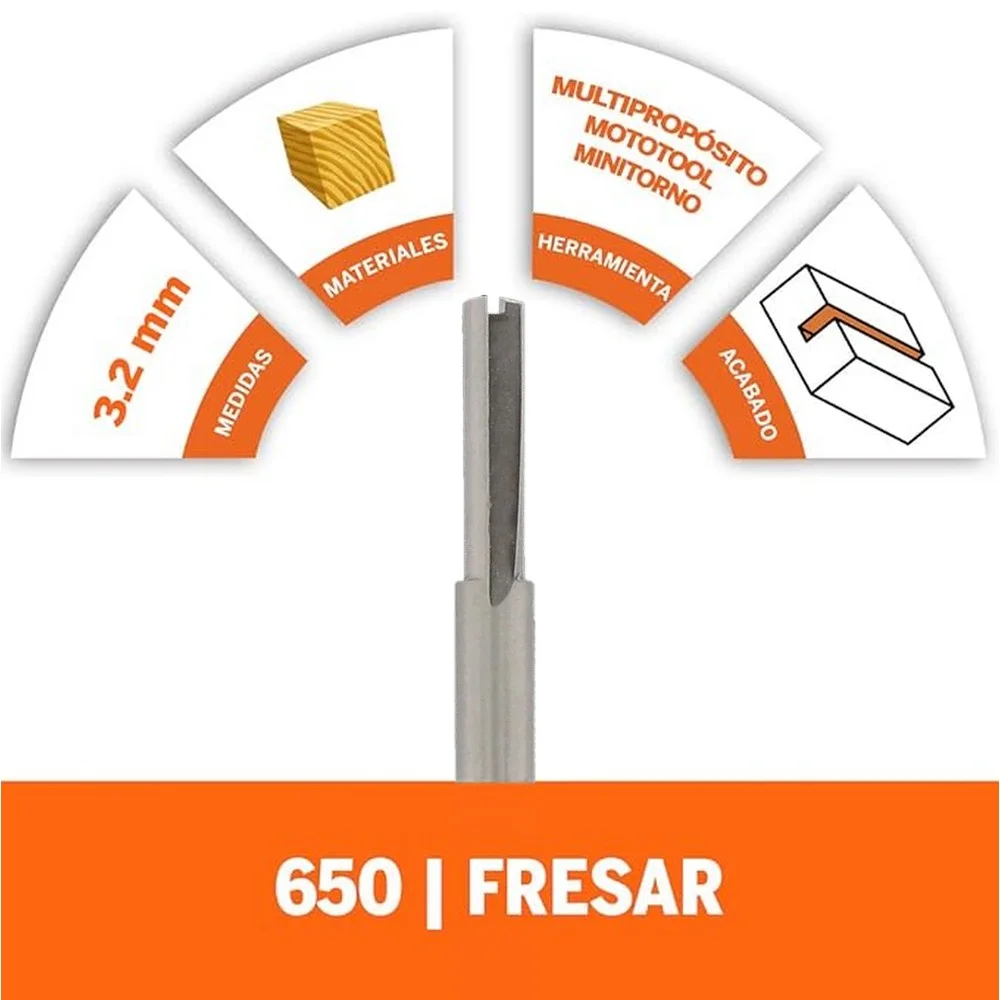 Fresa Cilindrica para Madeira USO Em Micro Retifica 1/8" Dremel 650
