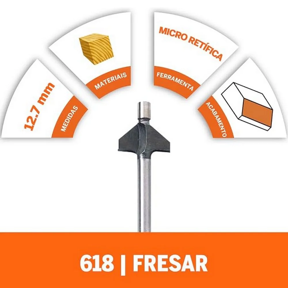 Fresa para Chanfrar 45 Graus Em Madeira USO Em Micro Retifica 1/2" Dremel 618