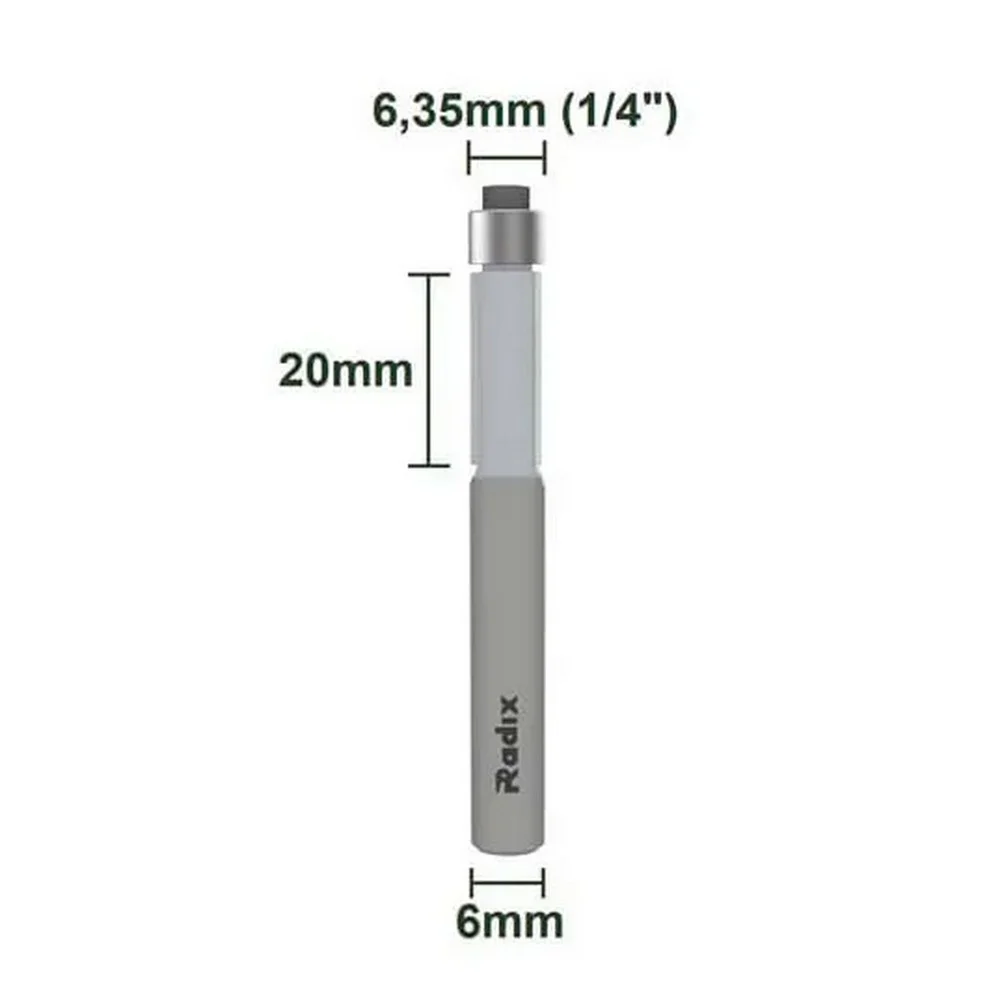 Fresa Paralela 2 Cortes Com Rolamento para Tupia Manual MD 1/4X20MM H6 Radix 1706320.01