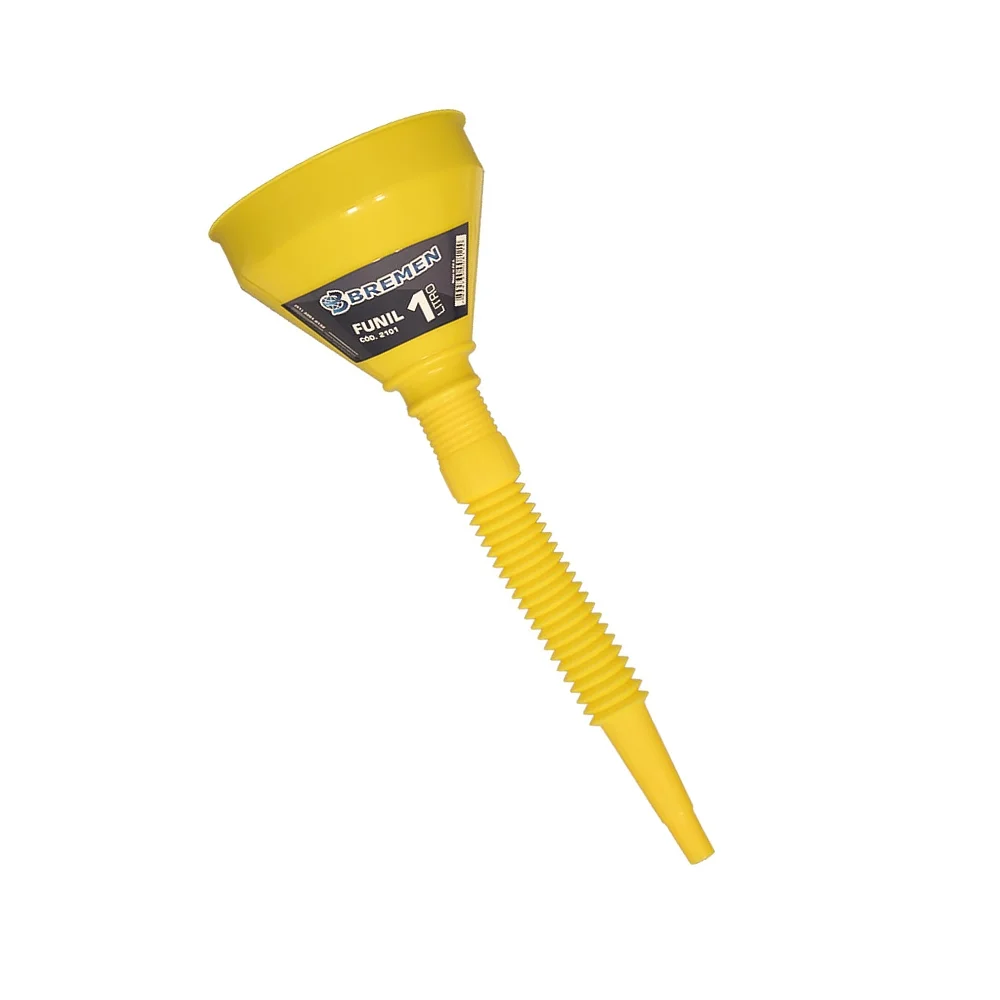Funil Reto Em Polietileno Amarelo Com Extensao Flexivel 135MM/1L Bremen 2101