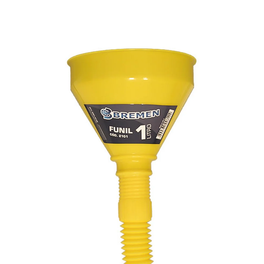 Funil Reto Em Polietileno Amarelo Com Extensao Flexivel 135MM/1L Bremen 2101