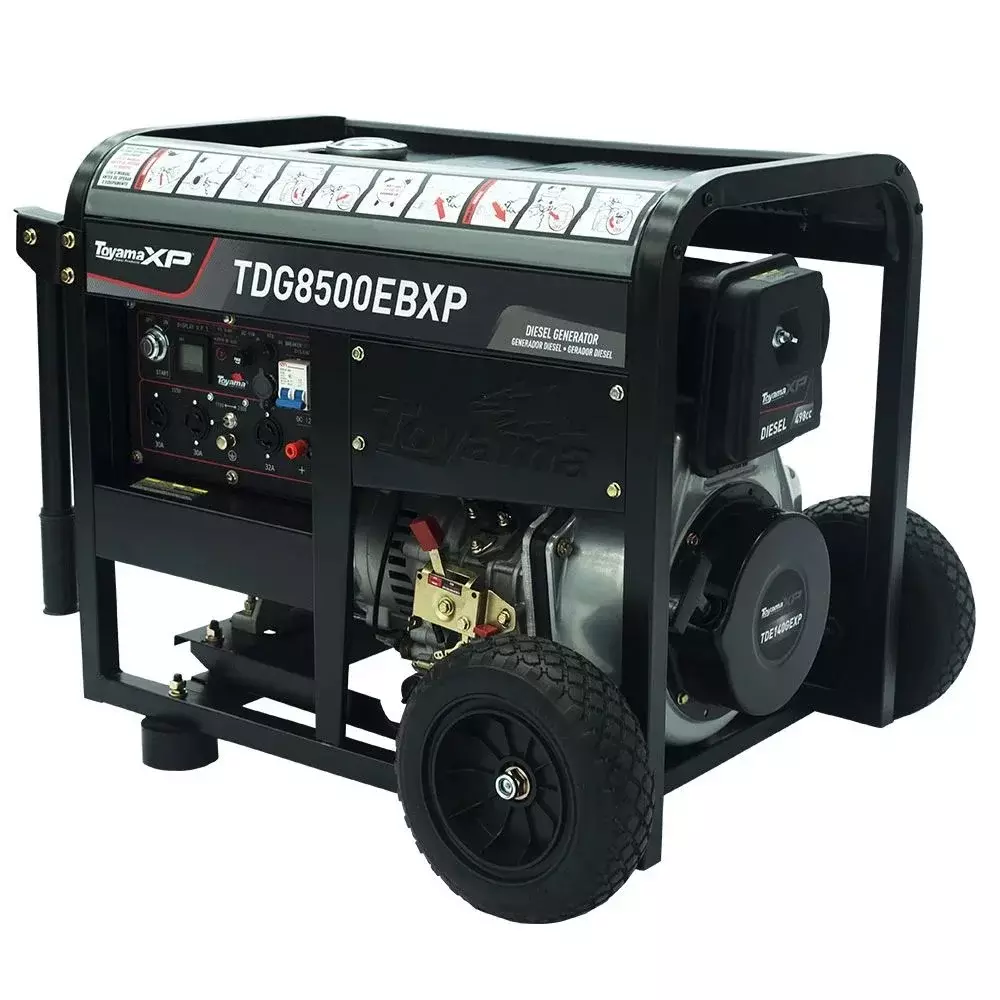 Gerador de Energia a Diesel USO Profissional 498CC 4T Partida Eletrica Manual Bivolt 7KVA Toyama TDG8500EBXP