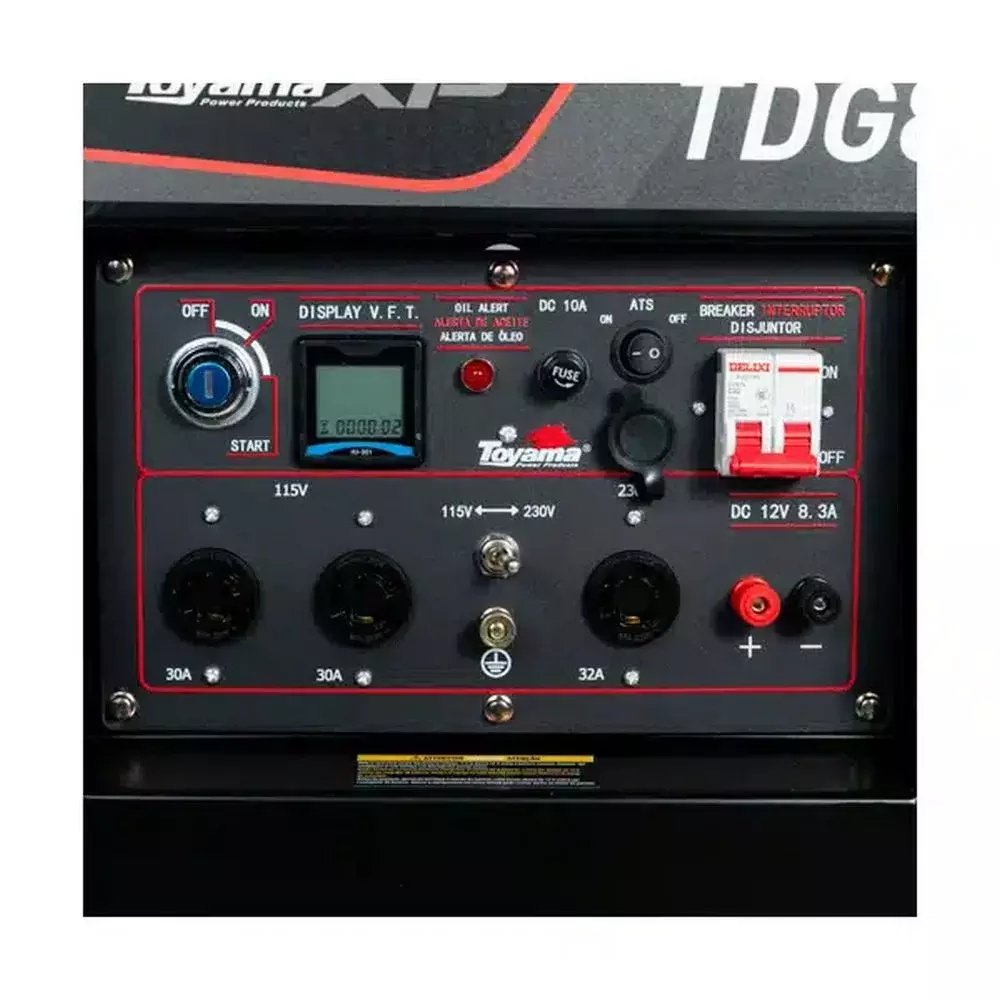 Gerador de Energia a Diesel USO Profissional 498CC 4T Partida Eletrica Manual Bivolt 7KVA Toyama TDG8500EBXP