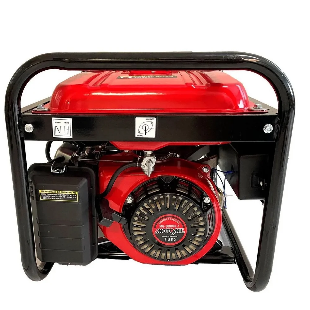 Gerador de Energia a Gasolina Partida Manual Motor 4T 6,5HP Bivolt 2,8KVA Motomil MG3000CL-1