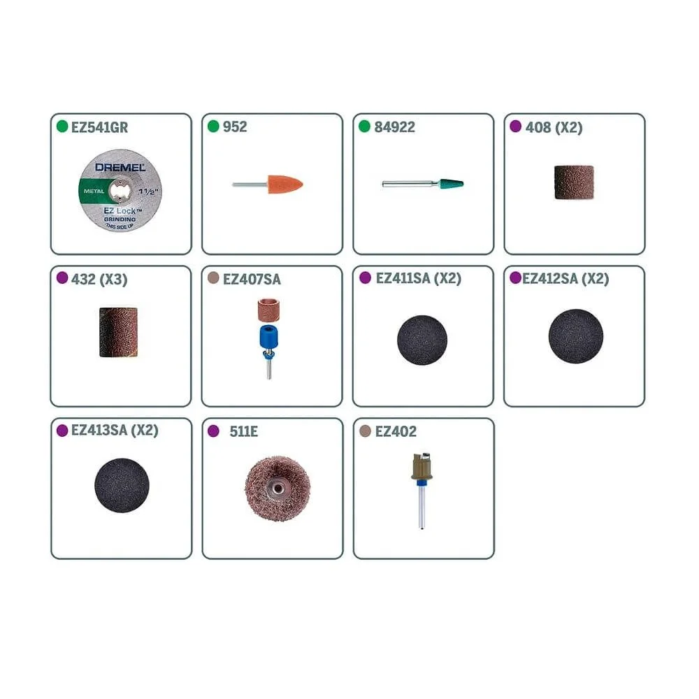 Jogo Acessorios para Micro Retifica 18 Pecas Para Esmerilhar e Lixar Dremel EZ727