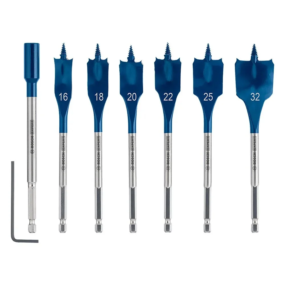 Jogo Broca Chata 8 Pecas Expert Encaixe Hexagonal AC 16A32MM Bosch 2608900334