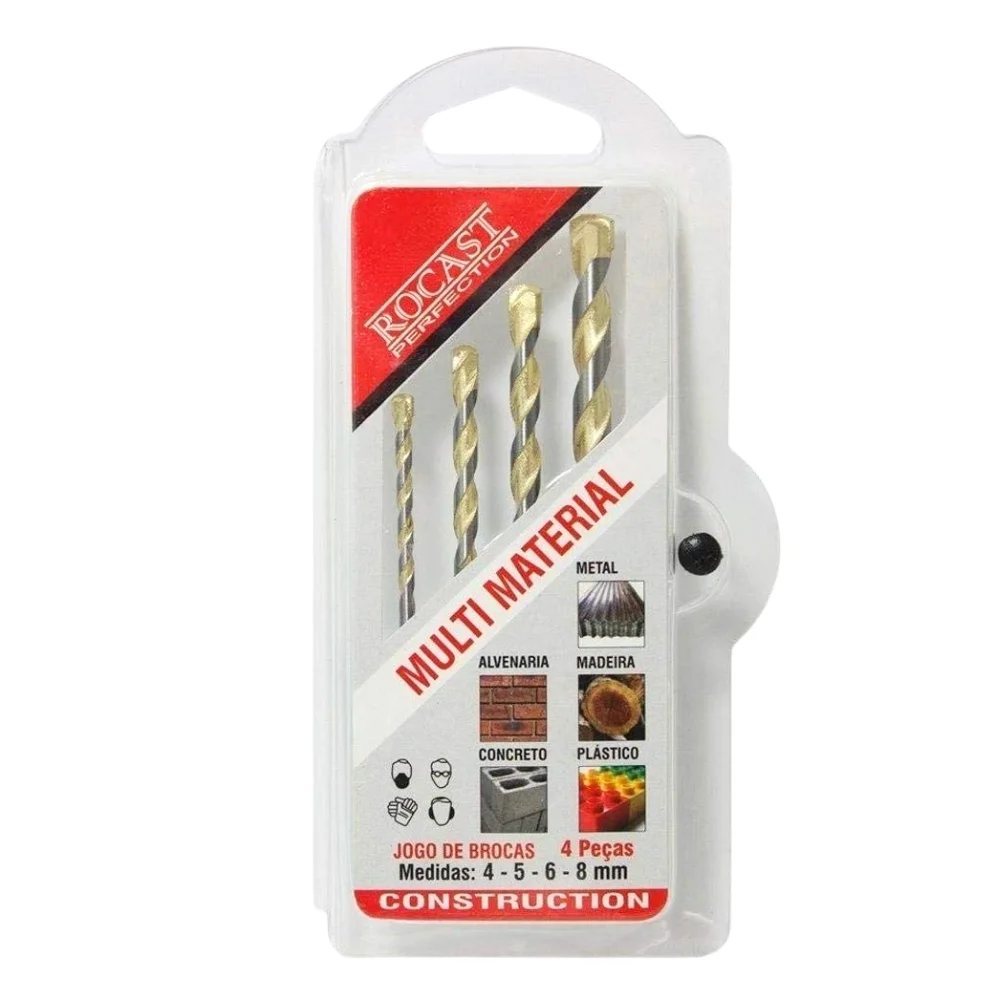 Jogo Broca Cruzada Multimateriais 6pcs Encaixe Hexagonal 3A10MM Rocast 2440013