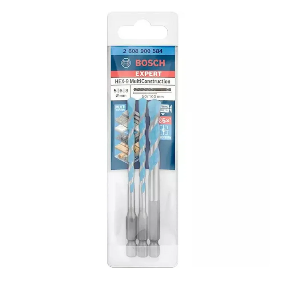 Jogo Broca de Widia Multimateriais 3pcs Expert HEX-9 Multiconstruction Encaixe Hexagonal 5A8MM-3/16A5/16" Bosch 2608900584