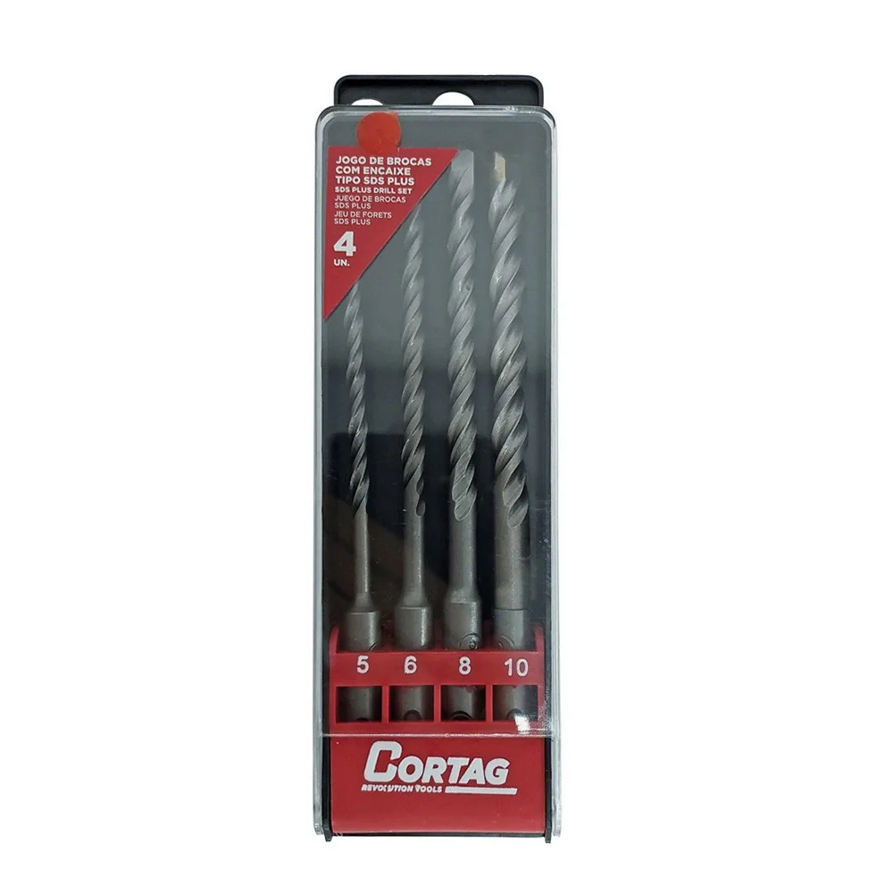 Jogo Broca de Widia Sds-Plus 4pcs 5,6,8,10MM Cortag 62308