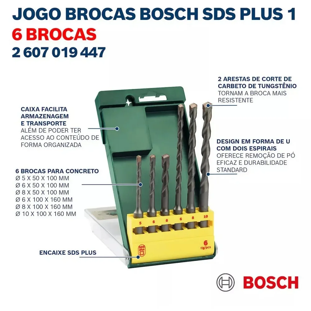 Jogo Broca de Widia Sds-Plus 6pcs 5,6,8MM Bosch 2607019447