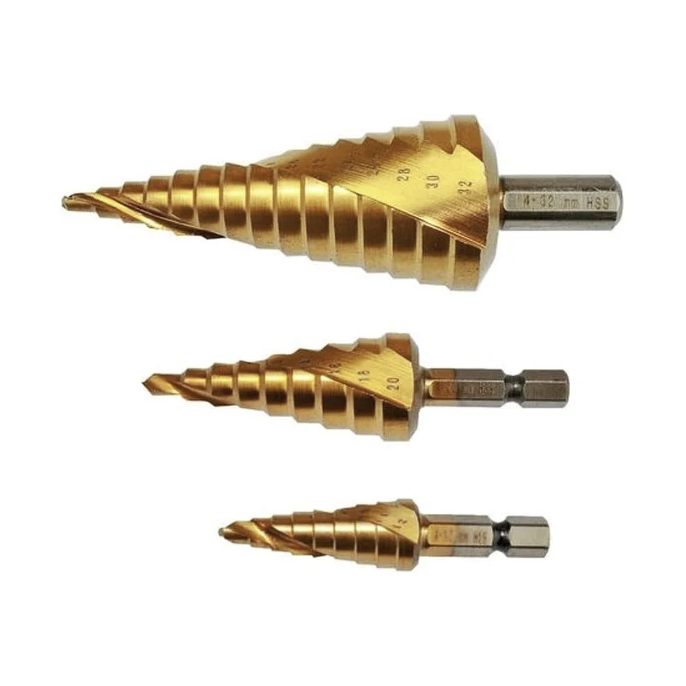 Jogo Broca Escalonada 3 Pecas Com Tratamento de Titanio 4A32MM Makita D-41872