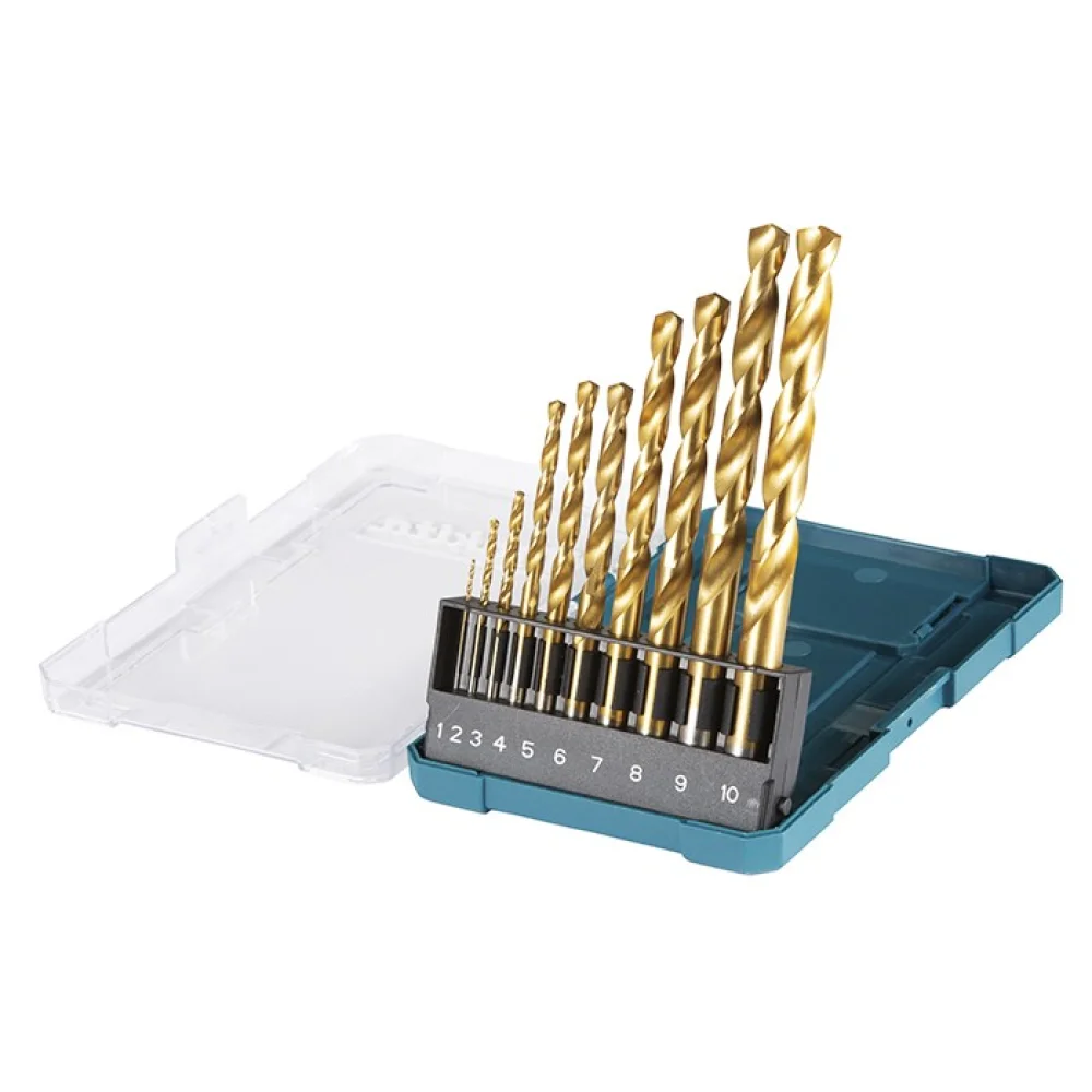 Jogo Broca Haste Paralela 10 Pecas DIN 338 TIN 1A10MM Makita D-72849