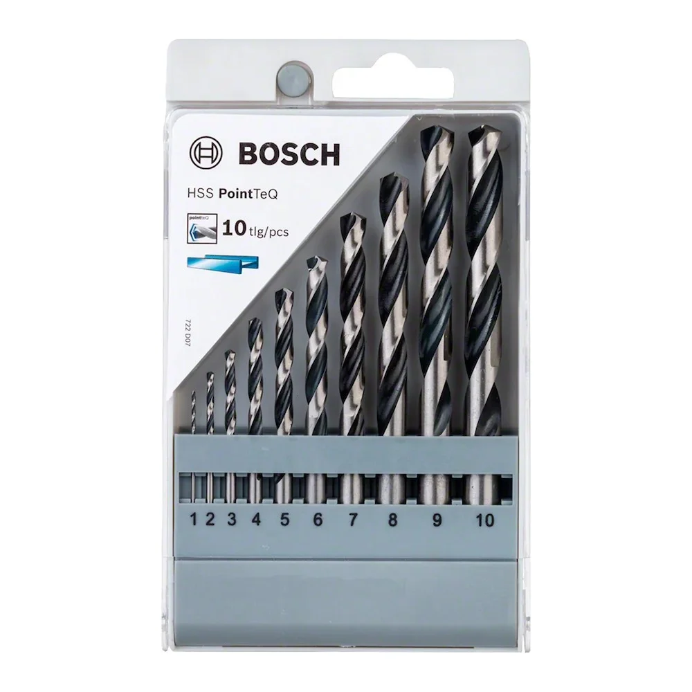 Jogo Broca Haste Paralela 10 Pecas Point TEQ DIN 338 HSS 1A10MM Bosch 2608577348