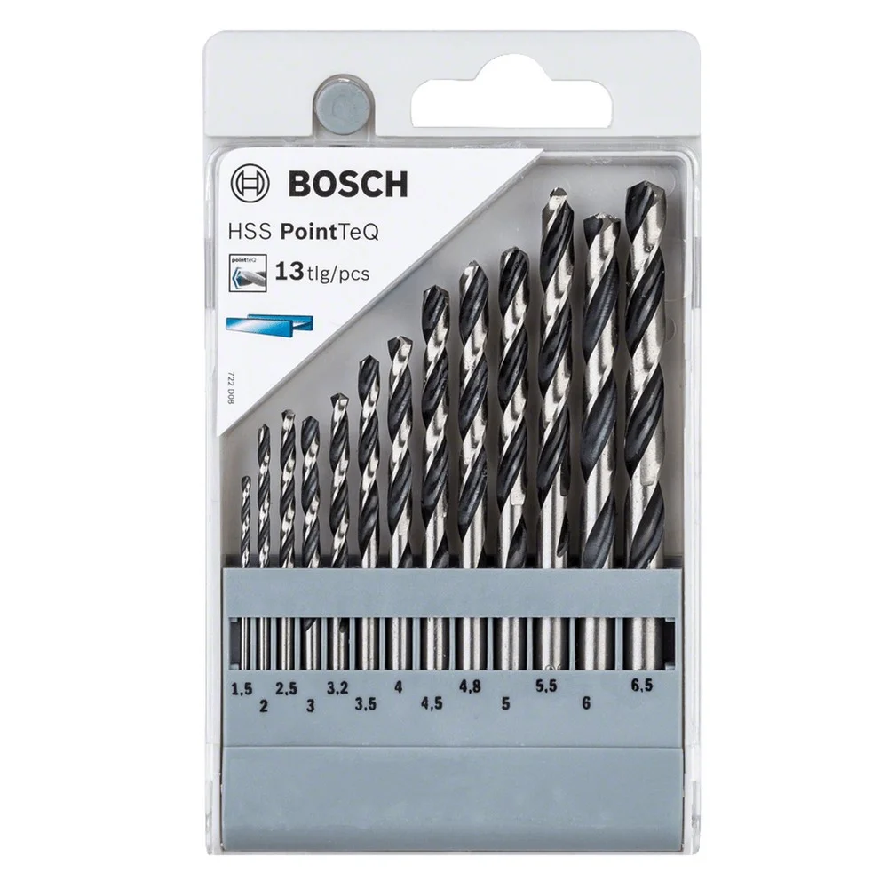 Jogo Broca Haste Paralela 13 Pecas Point TEQ DIN 338 HSS 1,5A6,5MM Bosch 2608577349
