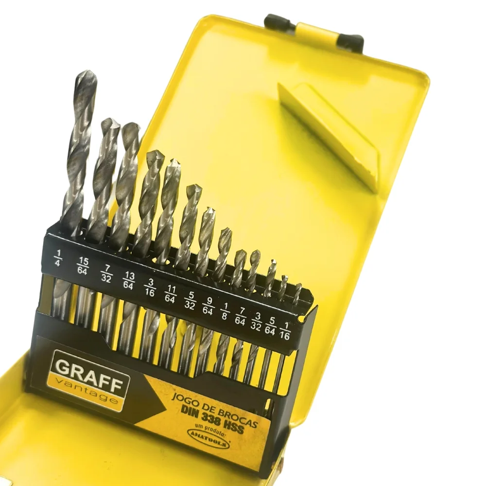 Jogo Broca Haste Paralela 13pcs DIN 338 HSS 1/16A1/4" Graff 5660072