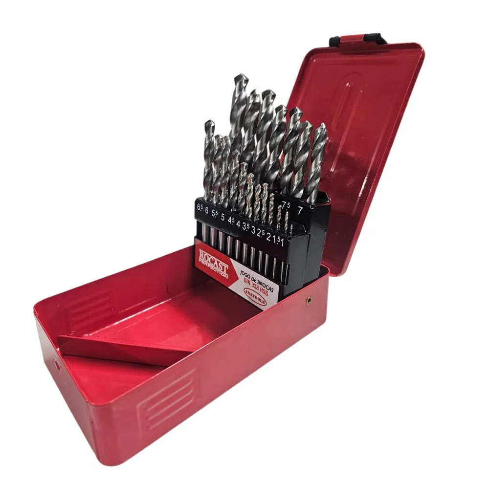 Jogo Broca Haste Paralela 19 Pecas DIN 338 HSS 1A10MM Rocast 50160