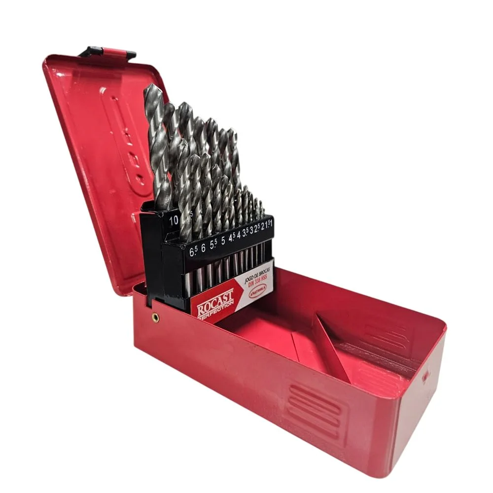 Jogo Broca Haste Paralela 19 Pecas DIN 338 HSS 1A10MM Rocast 50160