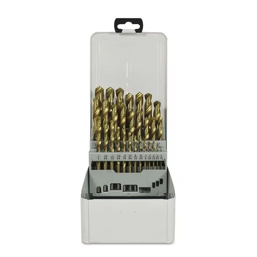 Jogo Broca Haste Paralela 29pcs DIN 338 com Tratamento de Titanio HSS 1/16A1/2" Rocast 1370061