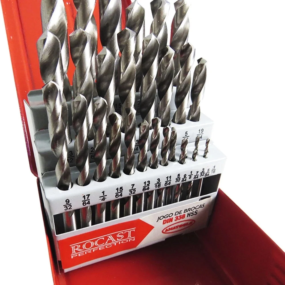 Jogo Broca Haste Paralela 29pcs HSS 1/16A1/2" Rocast 50162