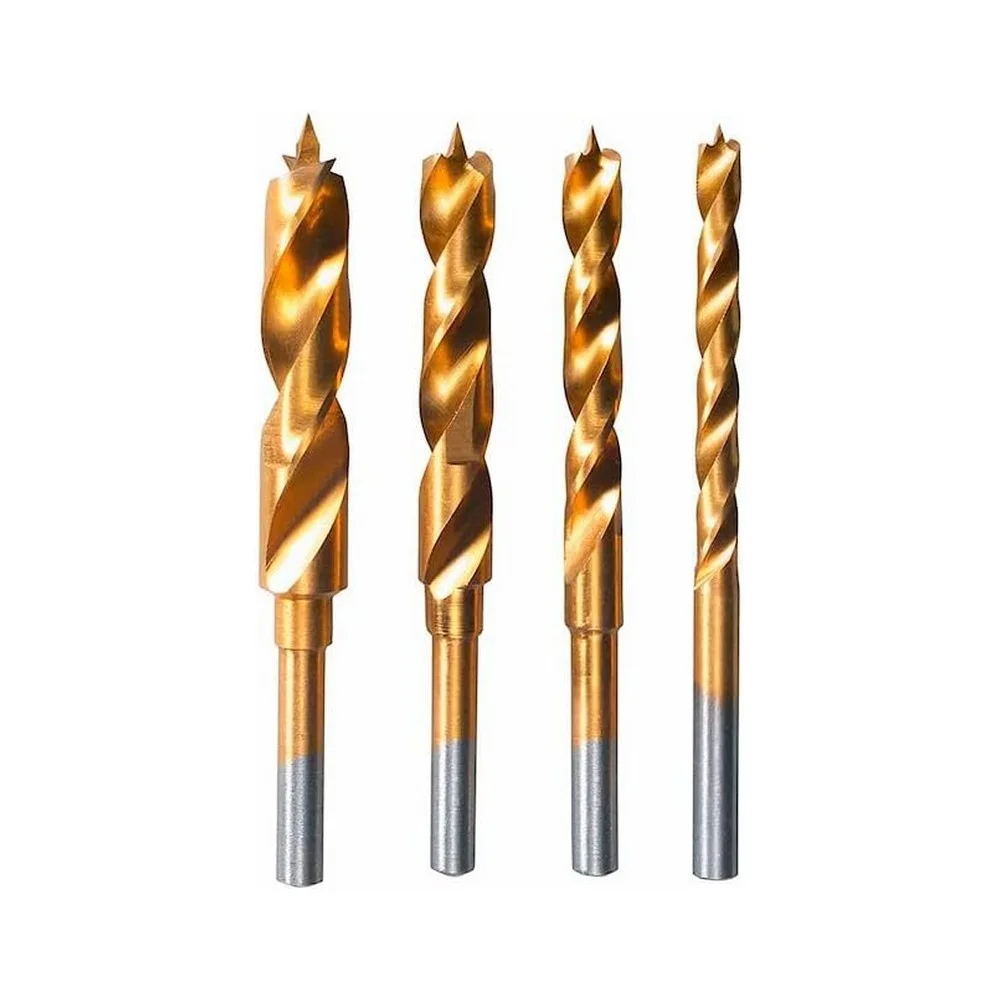Jogo Broca Haste Paralela 4 Pecas Com Revestimento de Titanio para Micro Retifica 1/8A1/4" Dremel 631