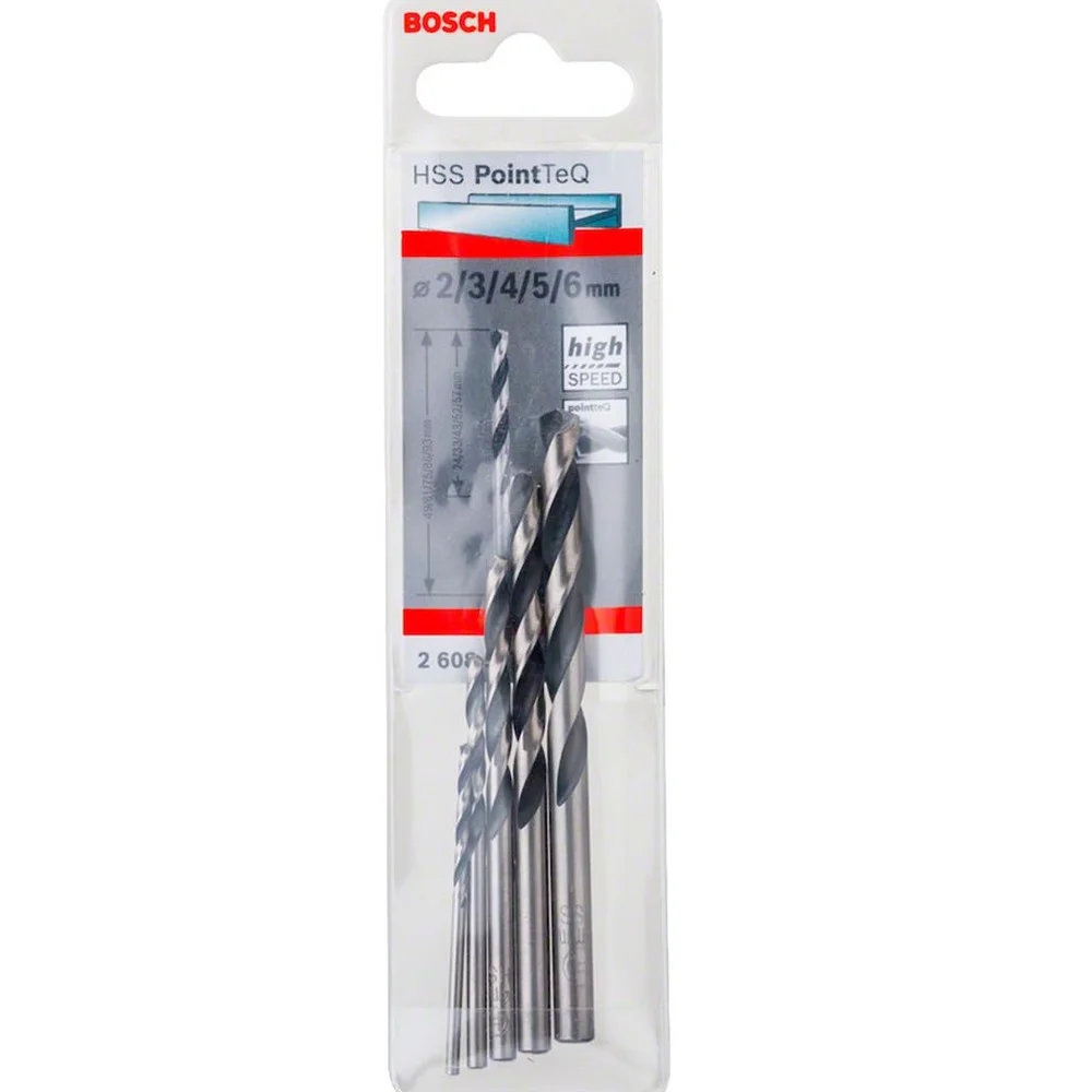 Jogo Broca Haste Paralela 5 Pecas Point TEQ DIN 338 HSS 2A6MM Bosch 2608577345